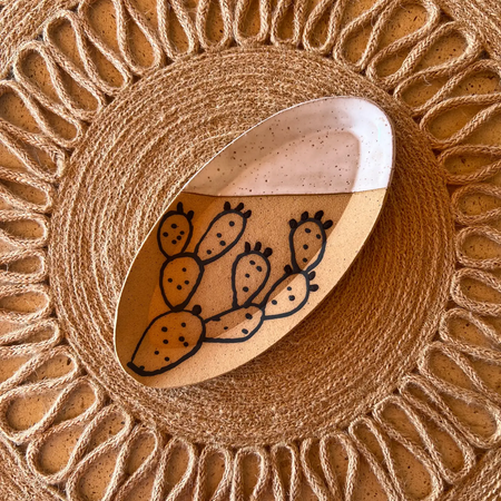 Cacti Oval Trinket Dish - White
