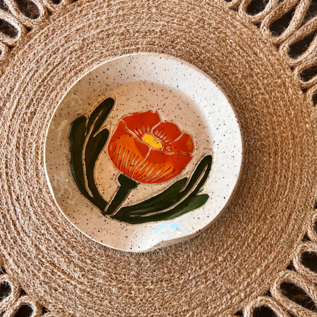 Globe Mallow Sgraffito Ceramic Ring Dish