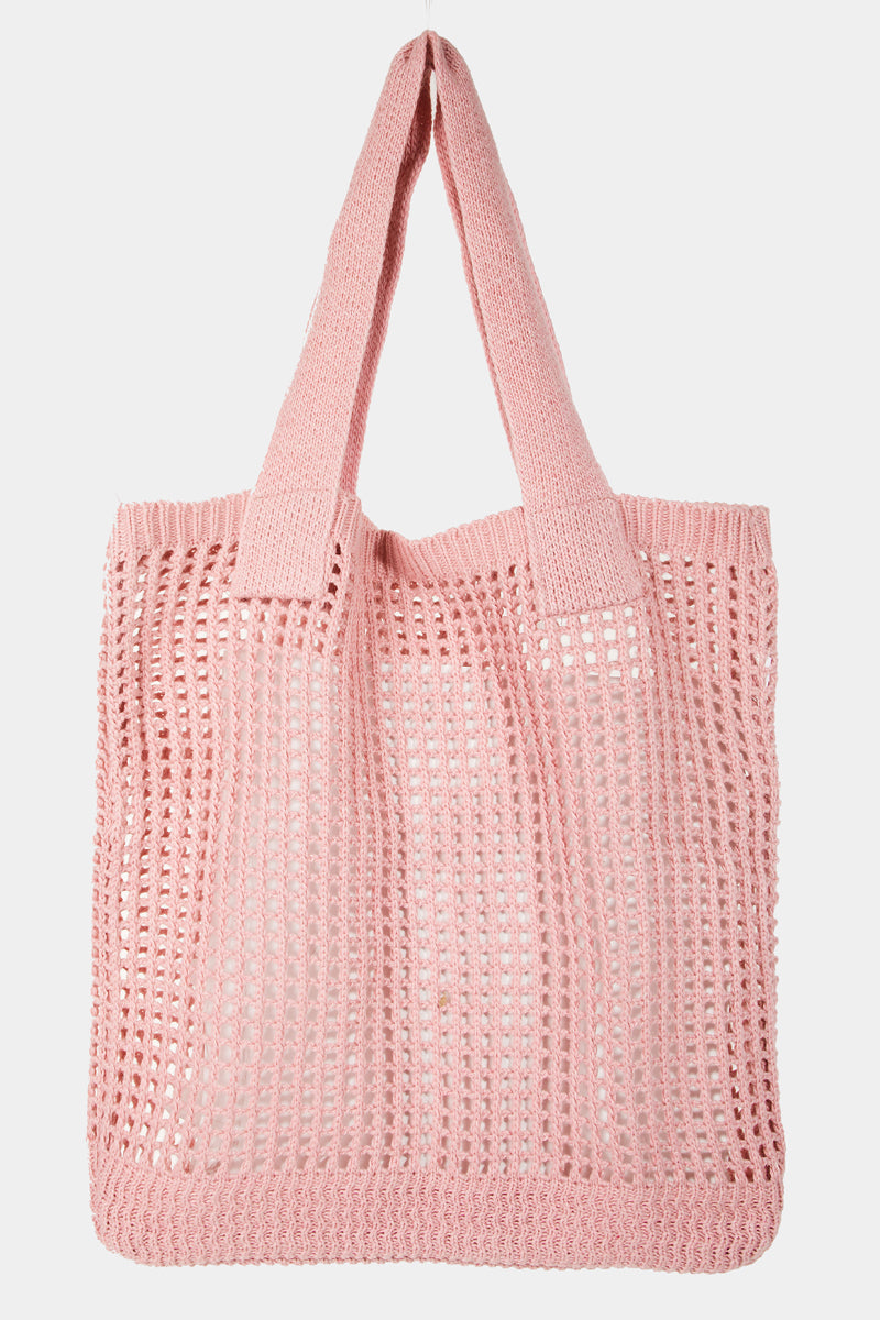 Knit Purple Crochet Tote Bag