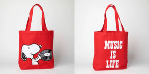 Snoopy Music is Life Tote Bag