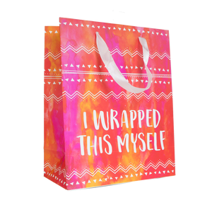 Funny Medium Gift Bag: Wrapped Myself: Tribal Red