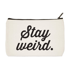 Stay Weird White Canvas Pouch