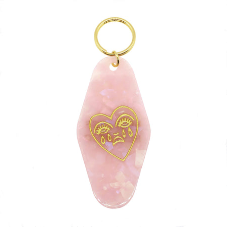 Crying Heart Keychain - Pink Marble
