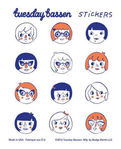 Tuesday Bassen Girls Heads Sticker Pack