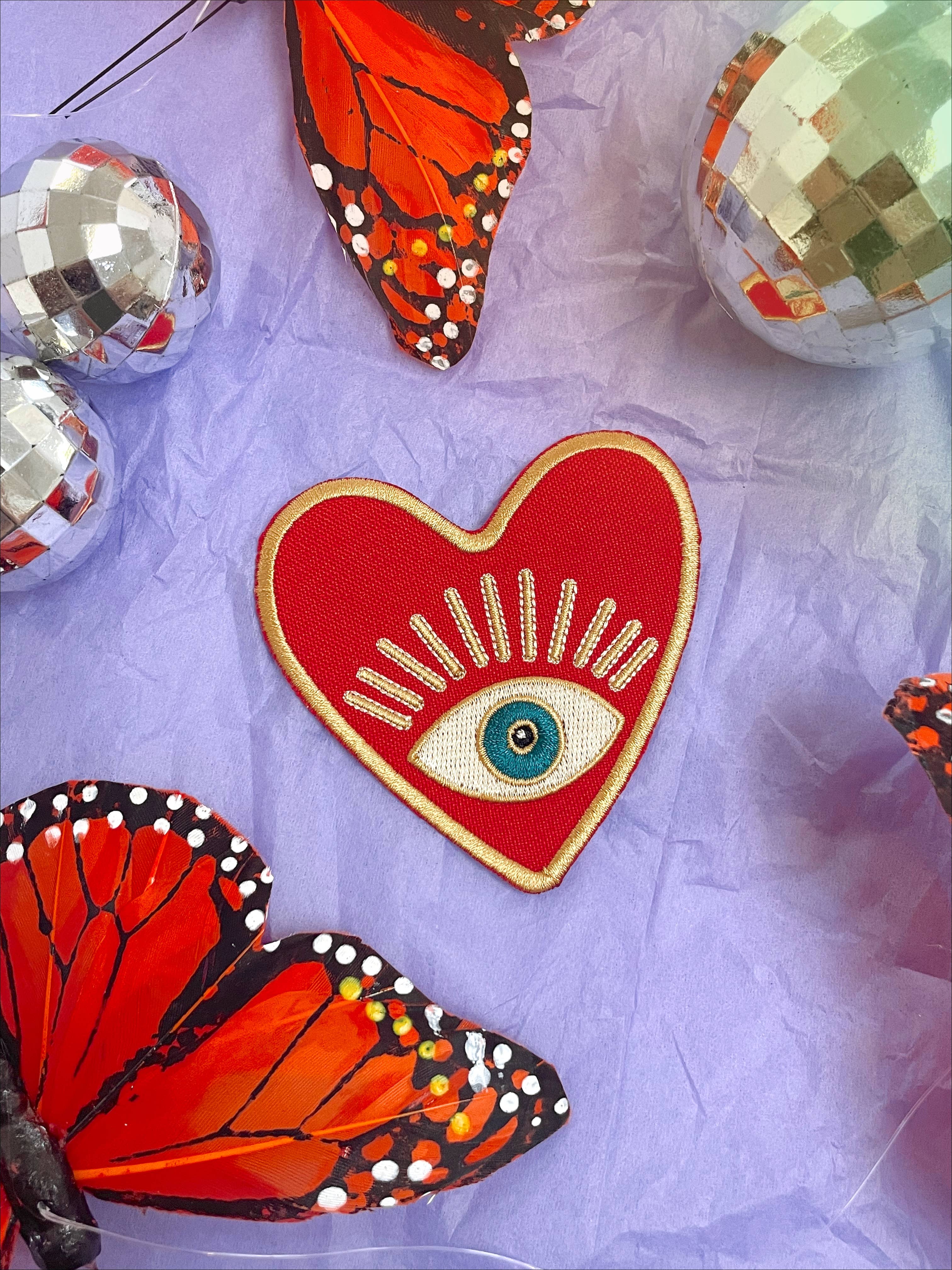 Red Heart Evil Eye Patch