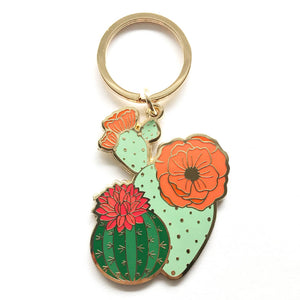 Blooming Cacti Plant Keychain