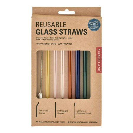 Colorful Reusable Glass Straws Set of 6