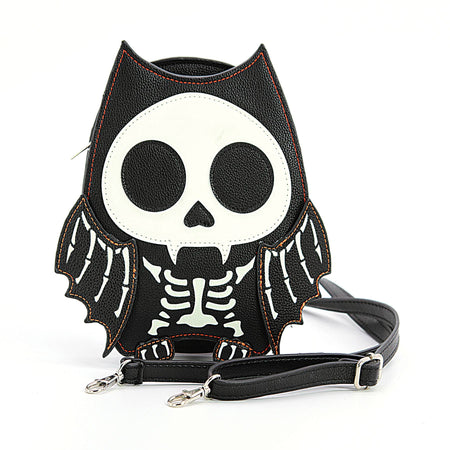 Glow in the Dark Sugar Skull Bat Shoulder Bag