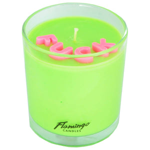 Rainbow Candy Neon Green Fuck Embellished Candle