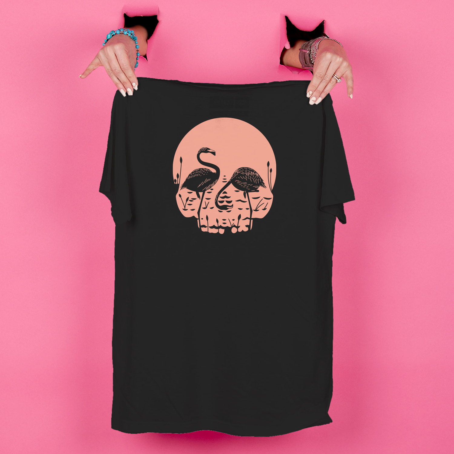Flamingo Skull Tee Shirt