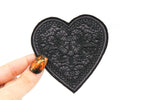 Black Lace Heart Patch