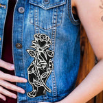 Tattoo Hand and Rose Embroidered Patch with Iron On Adhesive