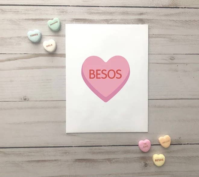 Besos Heart Candy Spanish Greeting Card