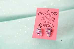 Venus Symbol Pink Slime Earrings