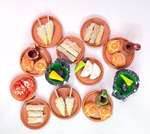 Mini Mexican food dishes, tacos, pan dulce,food, miniature