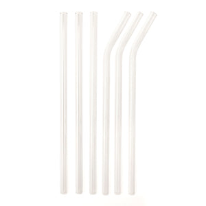 Clear Reusable Glass Straws Set of 6