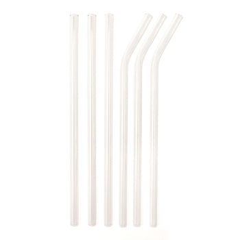 Clear Reusable Glass Straws Set of 6