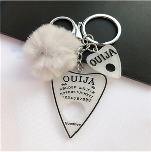 Ouija Keychain with Charm and Pom