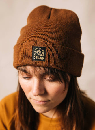 Death Before Decaf Coffee Workwear Beanie