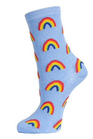 Womens Blue Rainbow Socks
