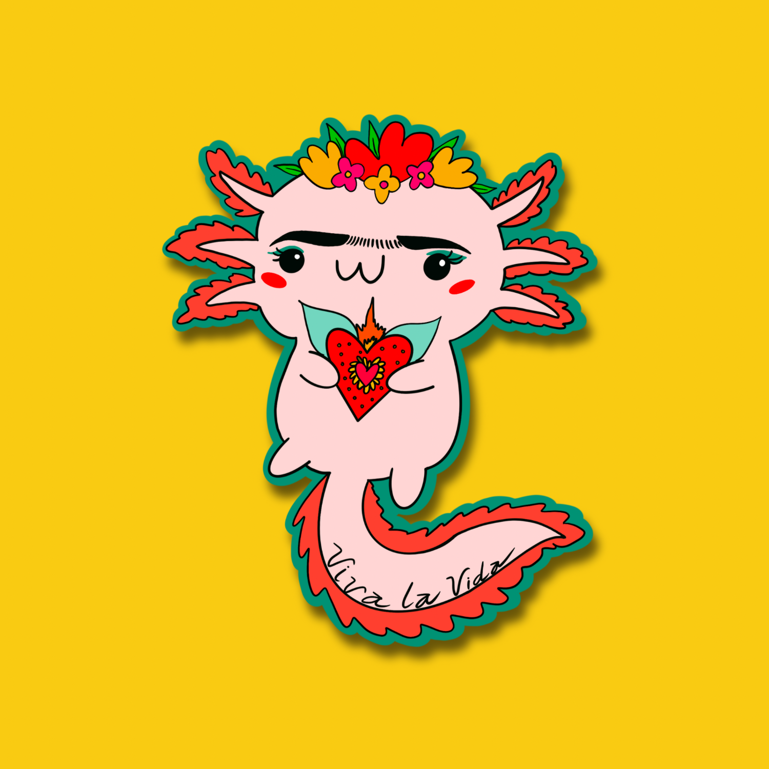 Axolotl Frida Kahlo Sticker