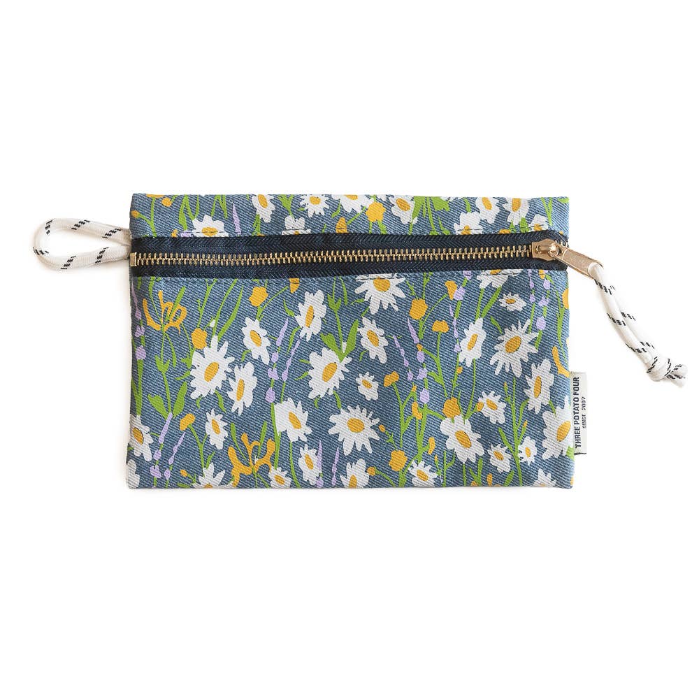 Denim Garden Zip Pouch